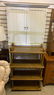 2 WOODEN SHELVING UNITS, ONE PAINTED WHITE