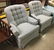 PR BLUE UPHOLSTERED CHAIRS, BLUE SQUARE TABLE