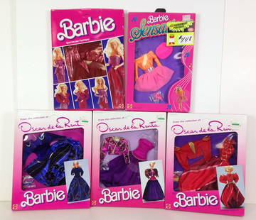 (5) NRFB VINTAGE BARBIE FASHIONS INCLUDING "BARBIE AND: (5) NRFB VINTAGE BARBIE FASHIONS INCLUDING "BARBIE AND THE SENSATIONS" #5192, "SPECTACULAR FASHIONS" #9146 AND (3) "OSCAR DE LA RENTA" #2763, 2765 & 2767.