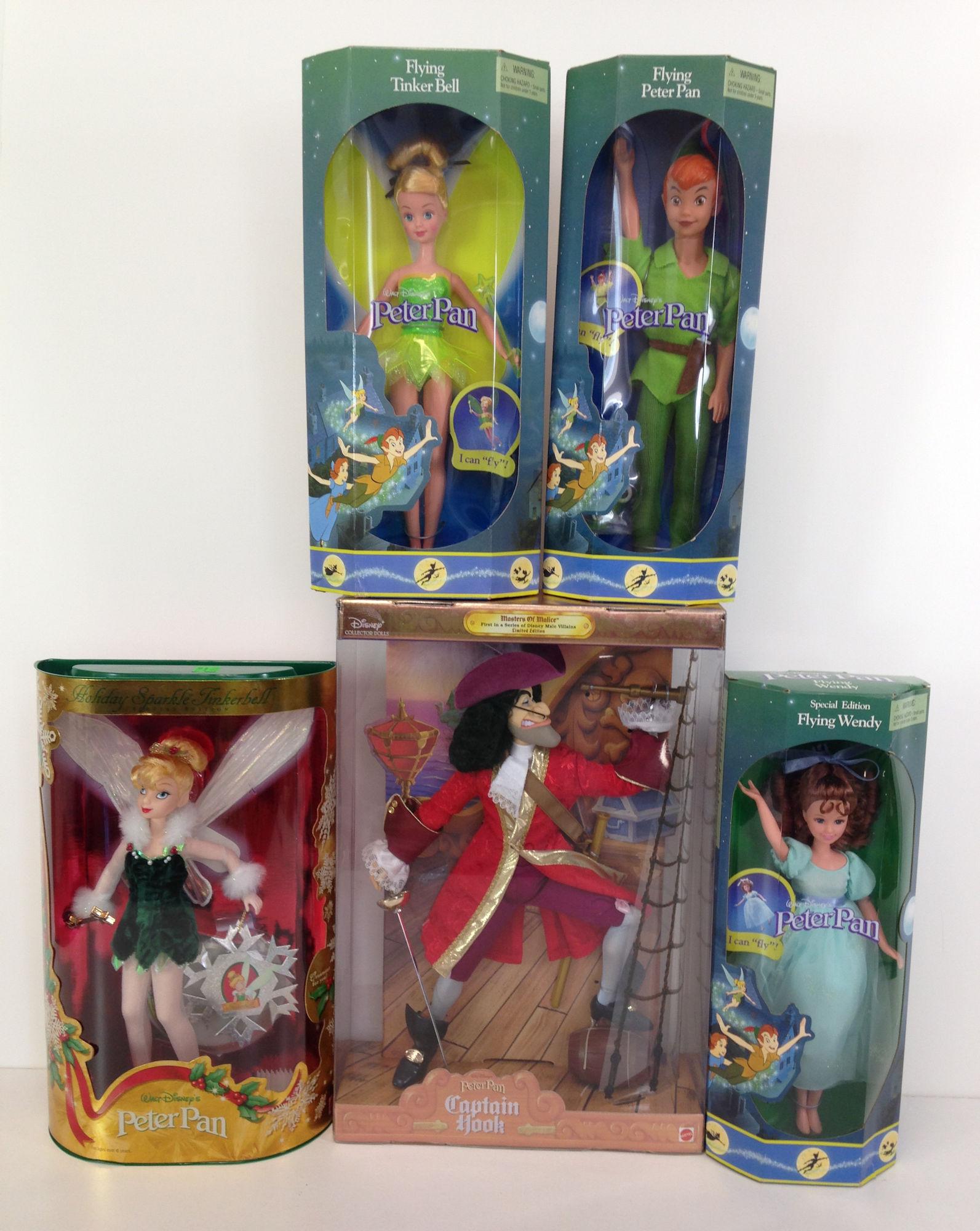 LOT (5) BOXED MATTEL PETER PAN CHARACTERS NRFB. (1 of 2)