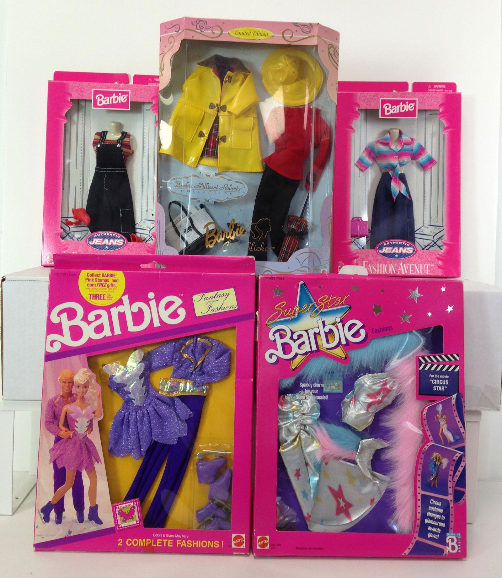LOT (5) BOXED BARBIE FASHIONS NRFB. INCLUDES TWO (1 of 3)