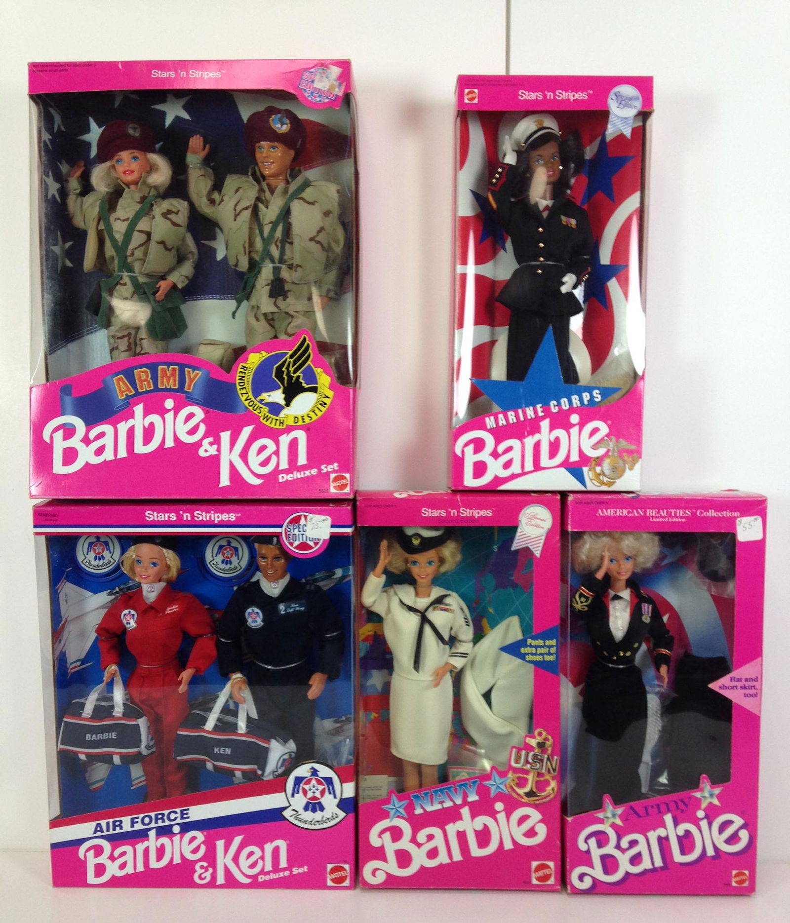 2 Stars And Stripes Barbie Dolls Incl Marine Corps Barbie And Air Force Barbie Nos