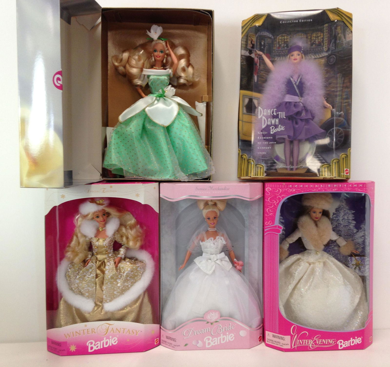 (5) NRFB BARBIES INCLUDING "DREAM BRIDE", "BLOSSOM (1 of 1)