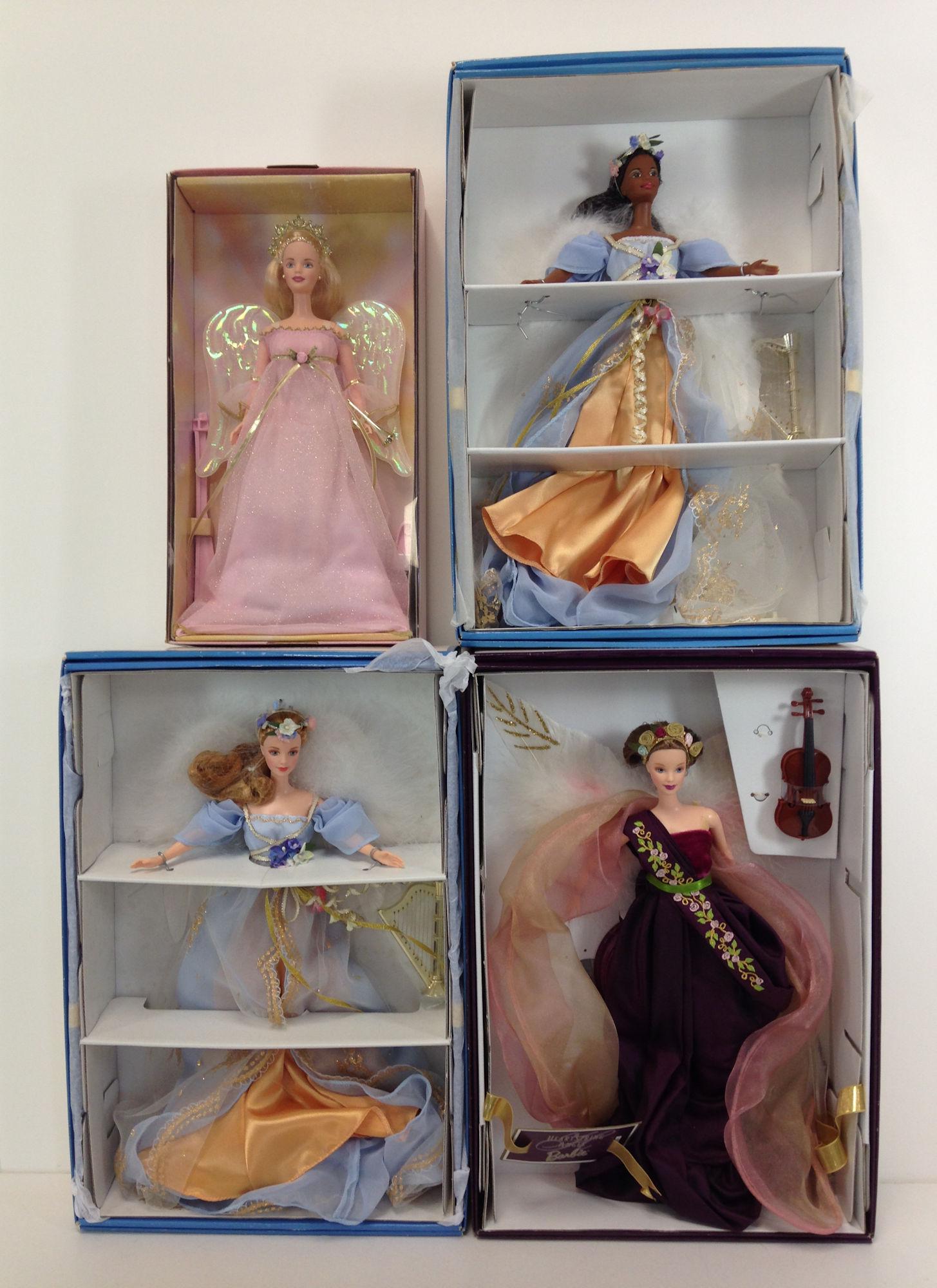 (4) NRFB BARBIES INCLUDING (2) "HARPIST ANGEL" (BLONDE (1 of 3)