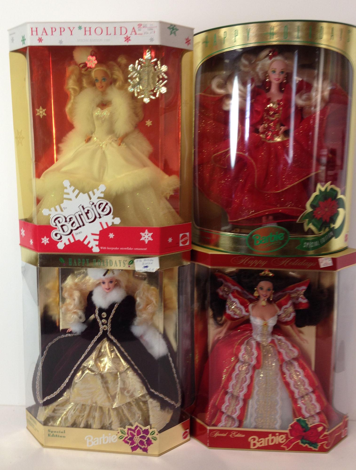 (4) NRFB "HAPPY HOLIDAYS" BARBIES INCLUDING 1989, 1993, (1 of 1)