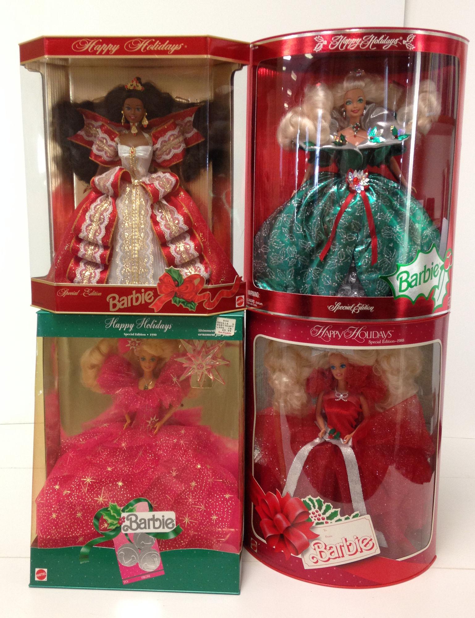 (4) NRFB "HAPPY HOLIDAYS" BARBIES INCLUDING 1988, 1990, (1 of 1)