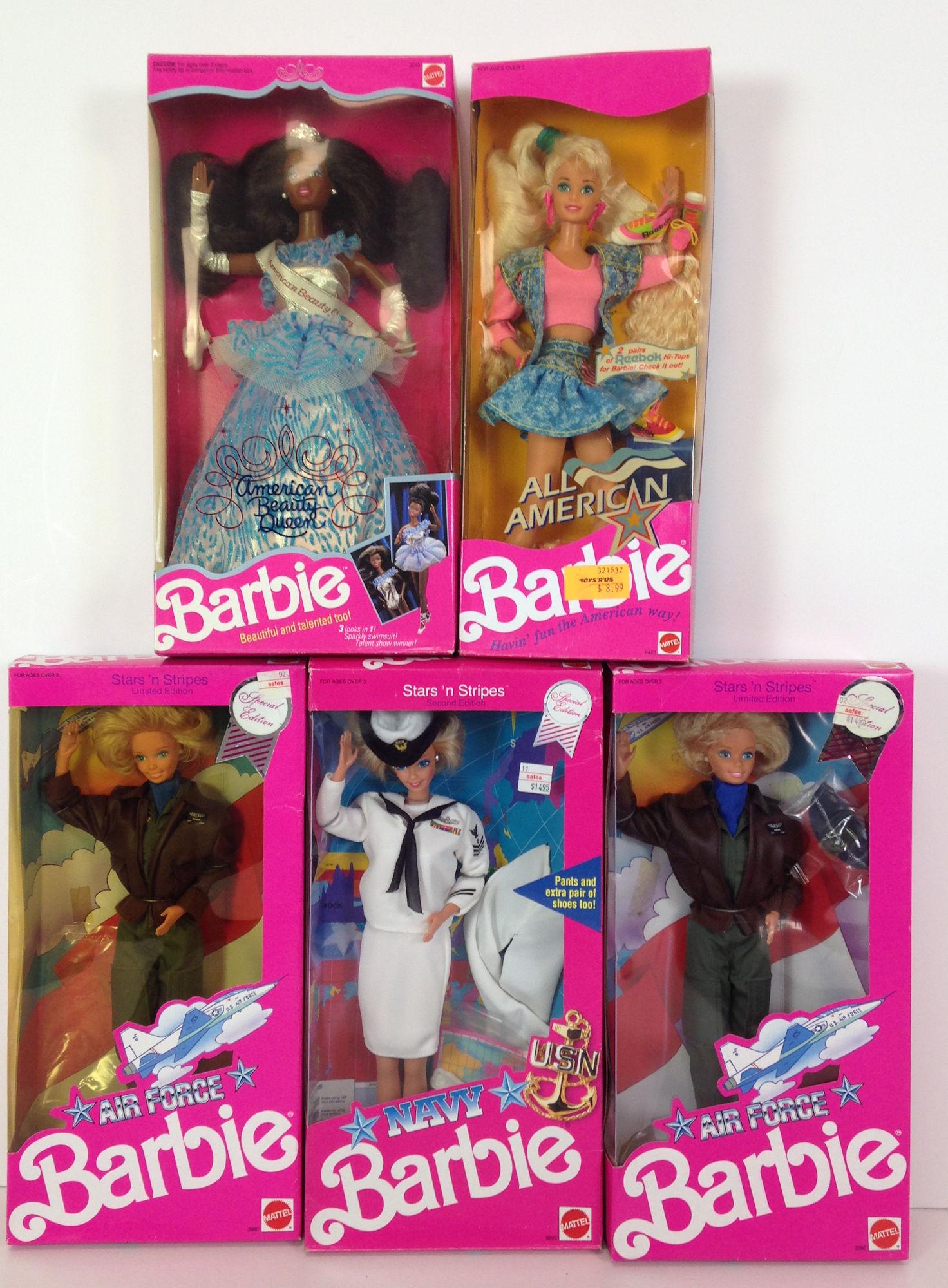 (5) NRFB BARBIES INCLUDING "NAVY", (2) "AIR FORCE", (1 of 1)