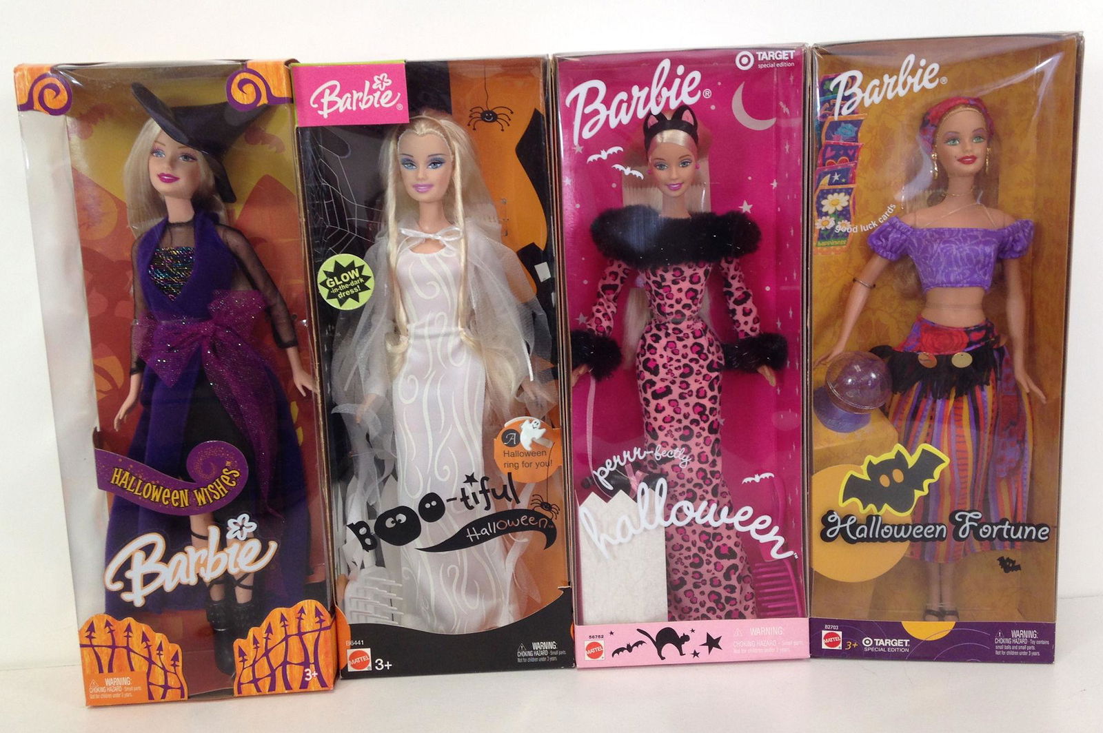 (4) NRFB HALLOWEEN BARBIES INCLUDING "BOO-TIFUL (1 of 1)
