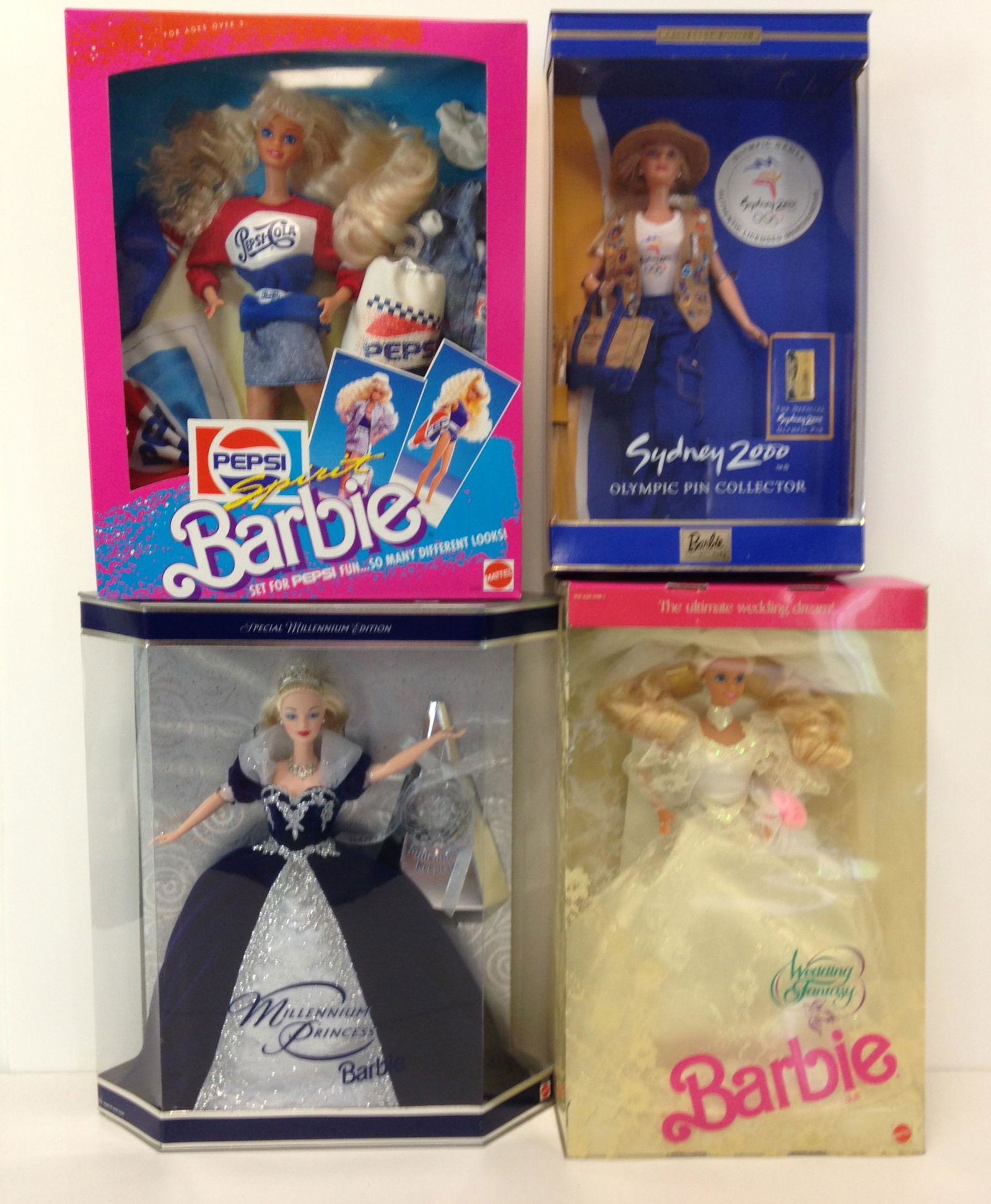 (4) NRFB BARBIES INCLUDING "PEPSI SPIRIT", "WEDDING (1 of 1)