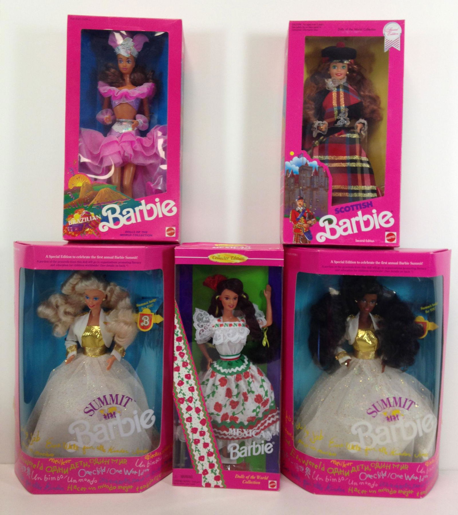 (5) NRFB BARBIES - "MEXICAN", "SCOTTISH", "BRAZILIAN" (1 of 1)