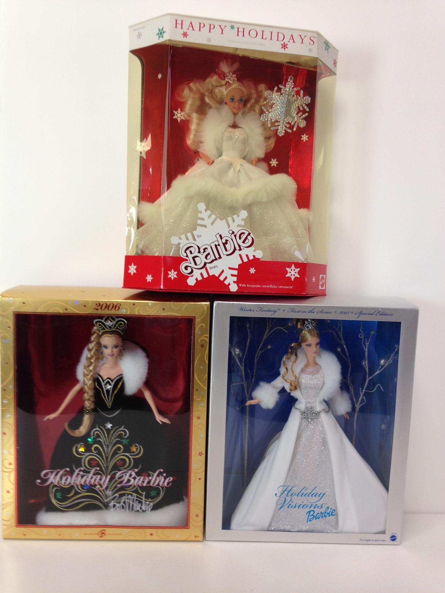 (3) NRFB HOLIDAY BARBIES INCLUDING "HOLIDAY VISIONS", (1 of 1)
