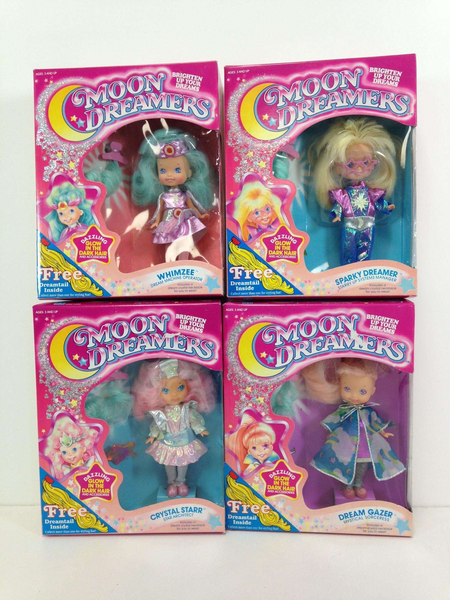 (4) NRFB HASBRO MOON DREAMERS INCLUDING "CRYSTAL: (4) NRFB HASBRO MOON DREAMERS INCLUDING "CRYSTAL STARR", "DREAM GAZER", "SPARKY DREAMER" AND "WHIMZEE".