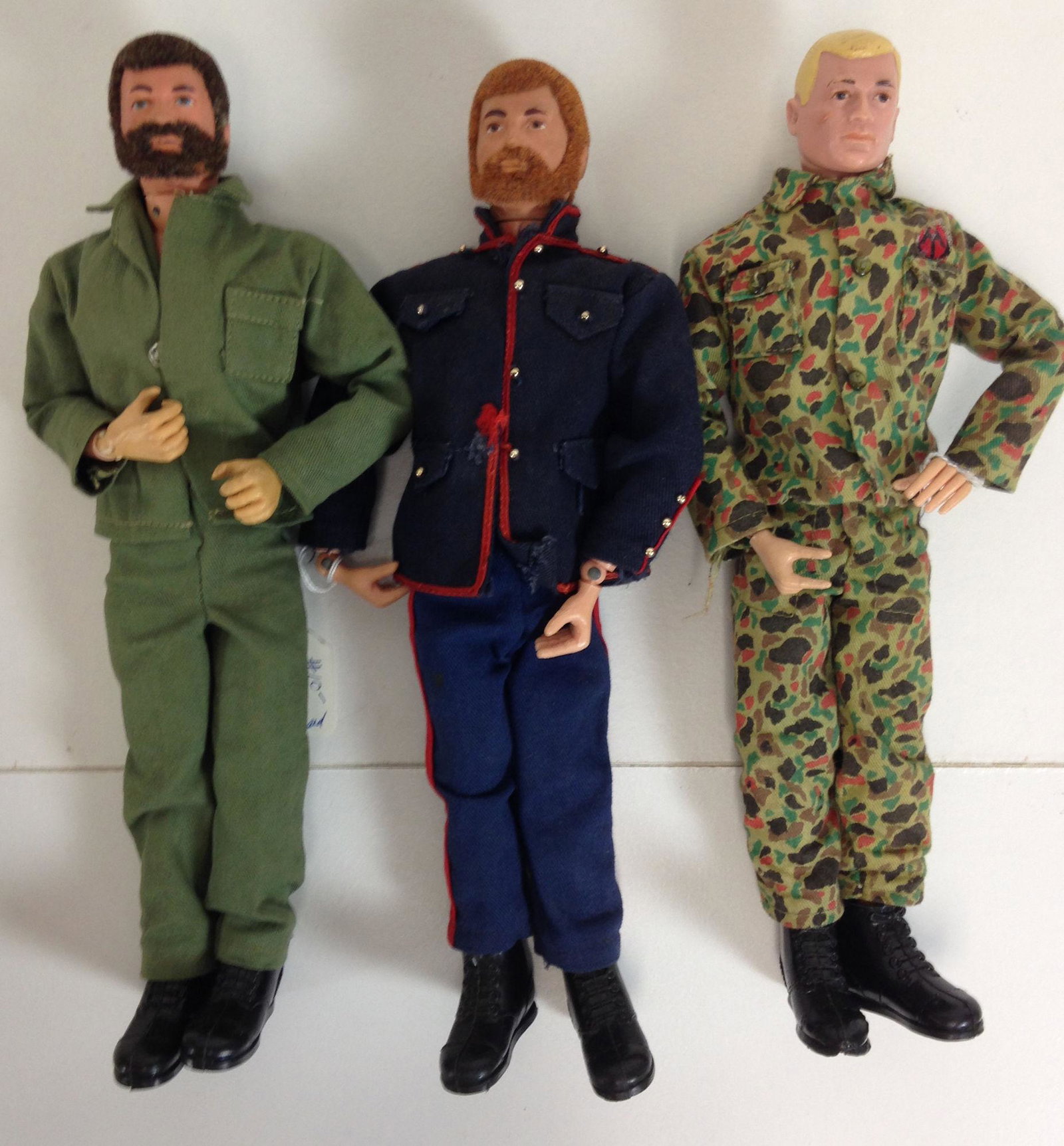 (3) G.I. JOE ACTION FIGURE DOLLS. INCLUDES ARMY GREEN (1 of 1)