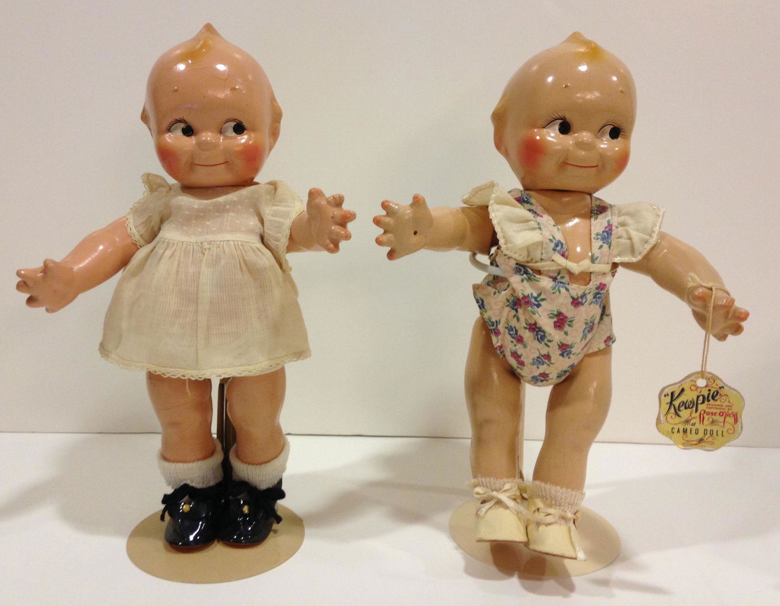 (2) 13" VINTAGE ALL COMPOSITION KEWPIES; ONE RETAINS (1 of 1)