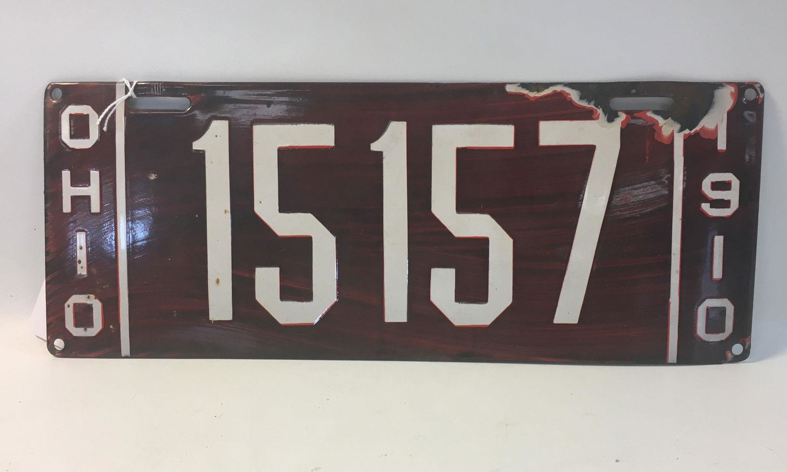 OHIO LICENSE PLATE PORCELAIN 1910: OHIO LICENSE PLATE PORCELAIN 1910