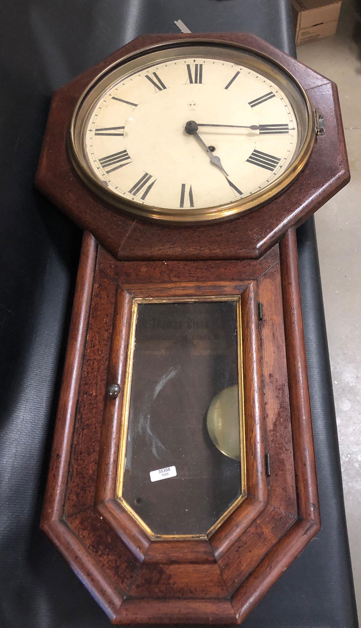 SETH THOMAS LONG DROP REGULATOR CLOCK, 31" T: SETH THOMAS LONG DROP REGULATOR CLOCK, 31" T