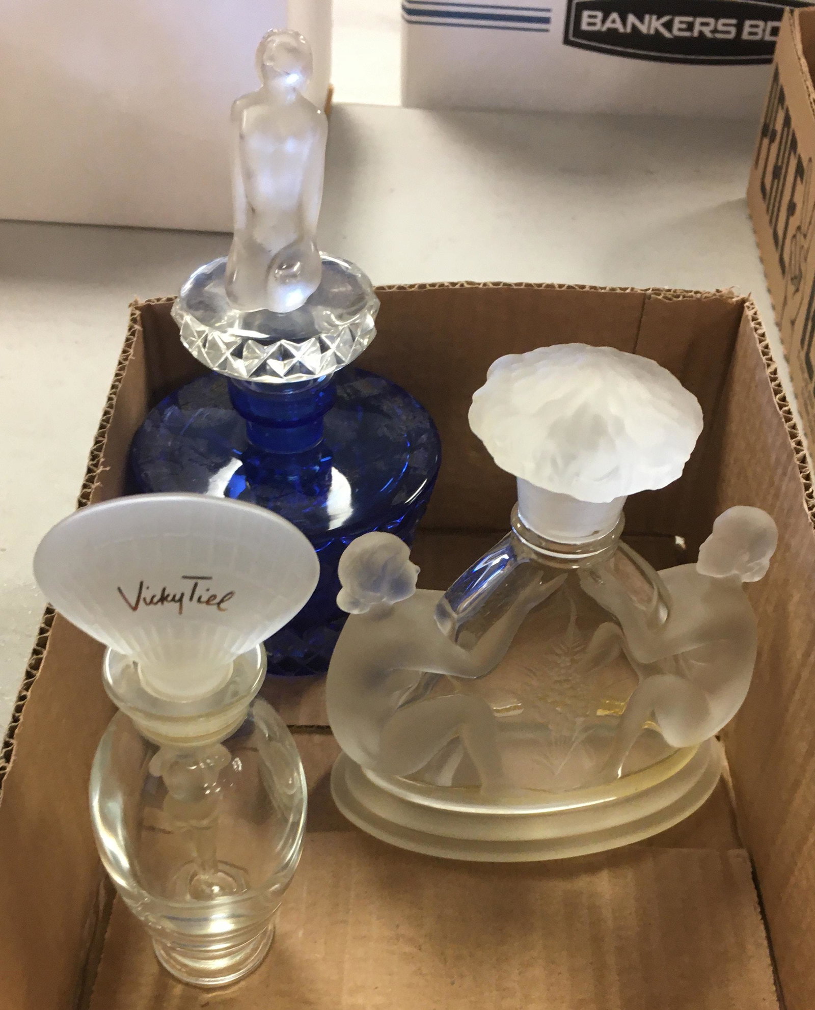 BOX LOT OF (3) PERFUMES, ONE MARKED CZECH, ALL WITH: BOX LOT OF (3) PERFUMES, ONE MARKED CZECH, ALL WITH NUDE DECORATIONS