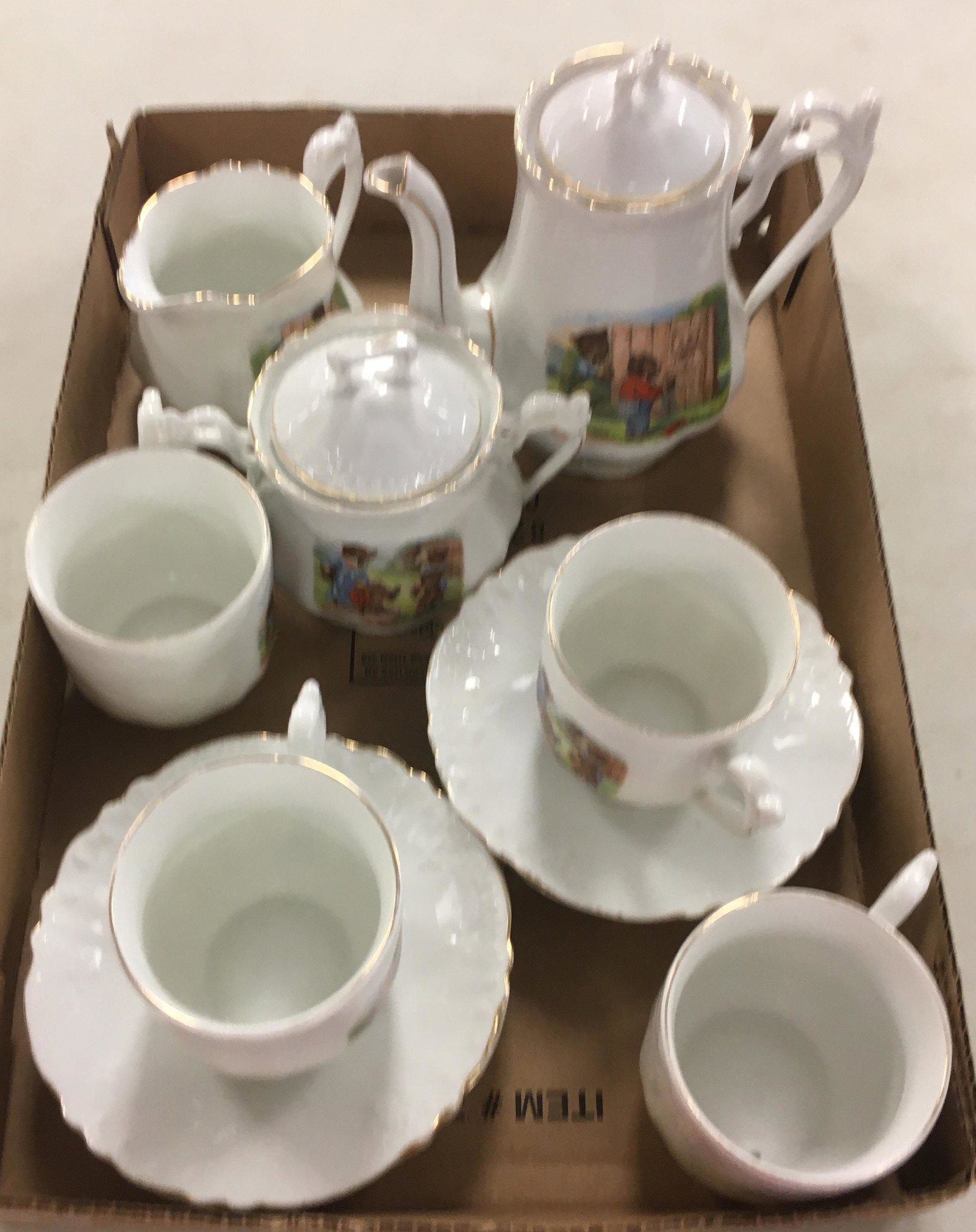 BOX LOT ROOSEVELT BEAR CHINA TEA SET: BOX LOT ROOSEVELT BEAR CHINA TEA SET