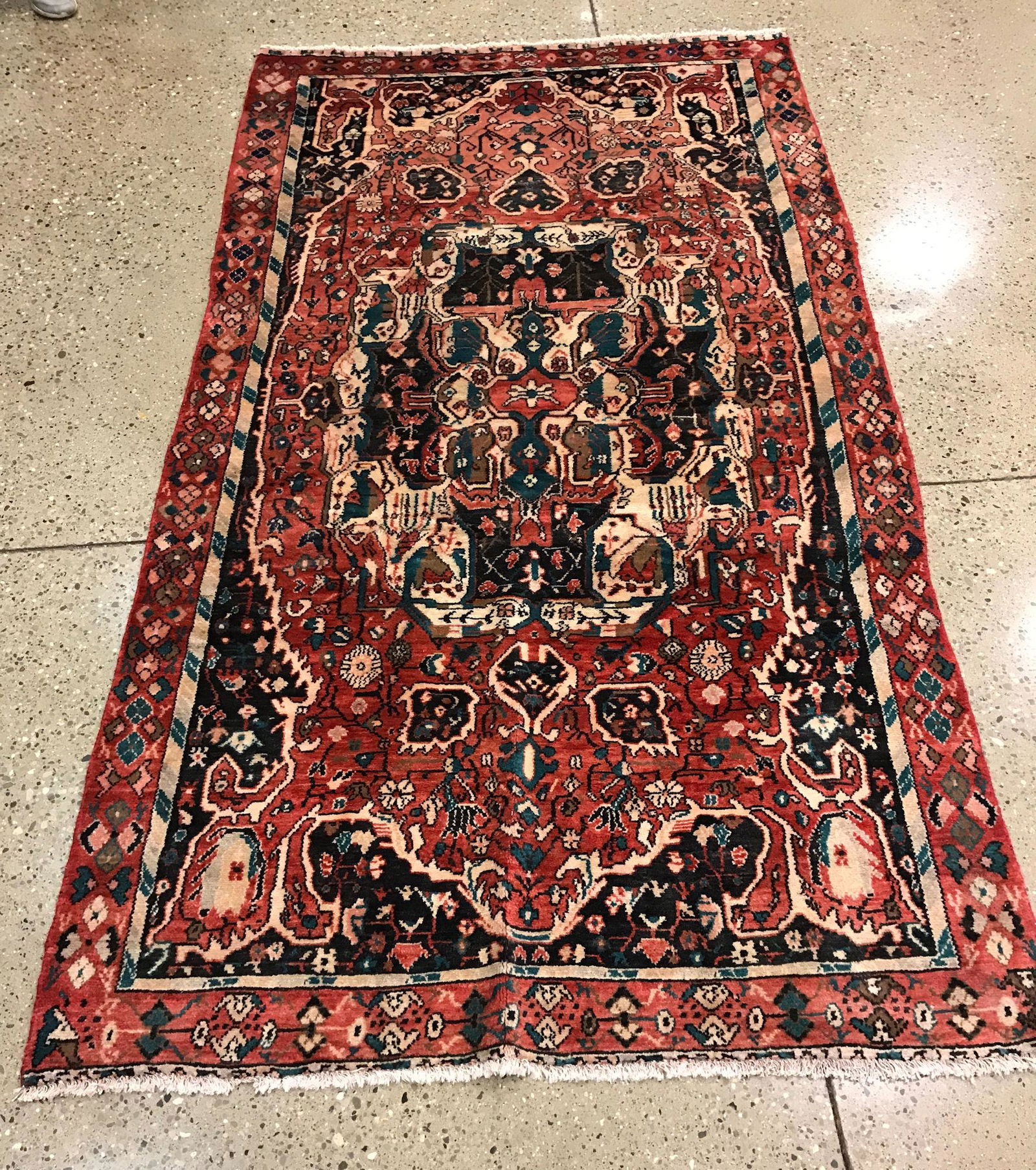 ORIENTAL RUG SEMI ANTIQUE PERSIAN 4'10" X 8'11": ORIENTAL RUG SEMI ANTIQUE PERSIAN 4'10" X 8'11"