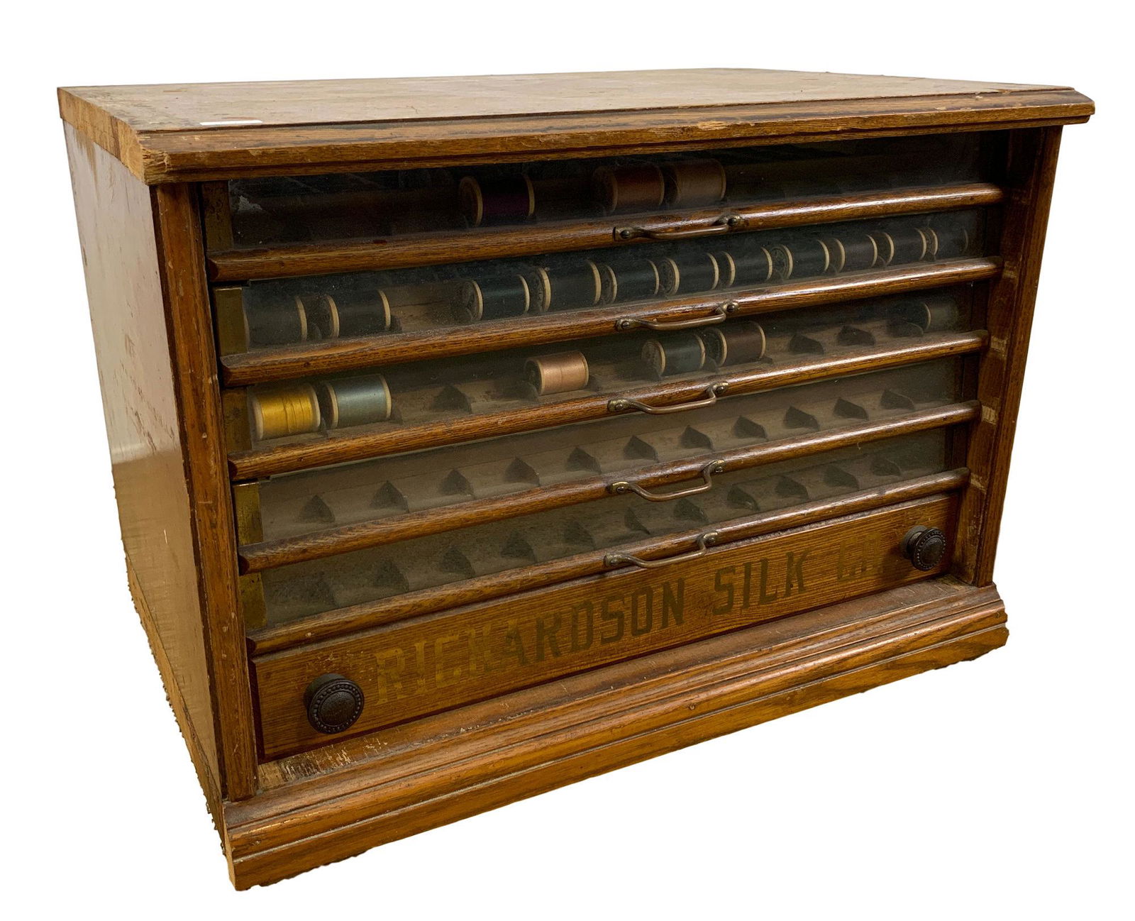 OAK 6 DRAWER RICHARDSON SILK THREAD CABINET, 21.5" x (1 of 4)