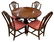 ROUND BANDED MAHOGANY TABLE AND 4 CHIPPENDALE STYLE