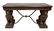 CONSOLE TABLE WITH LION PEDESTALS AND FAUX MARBLE TOP