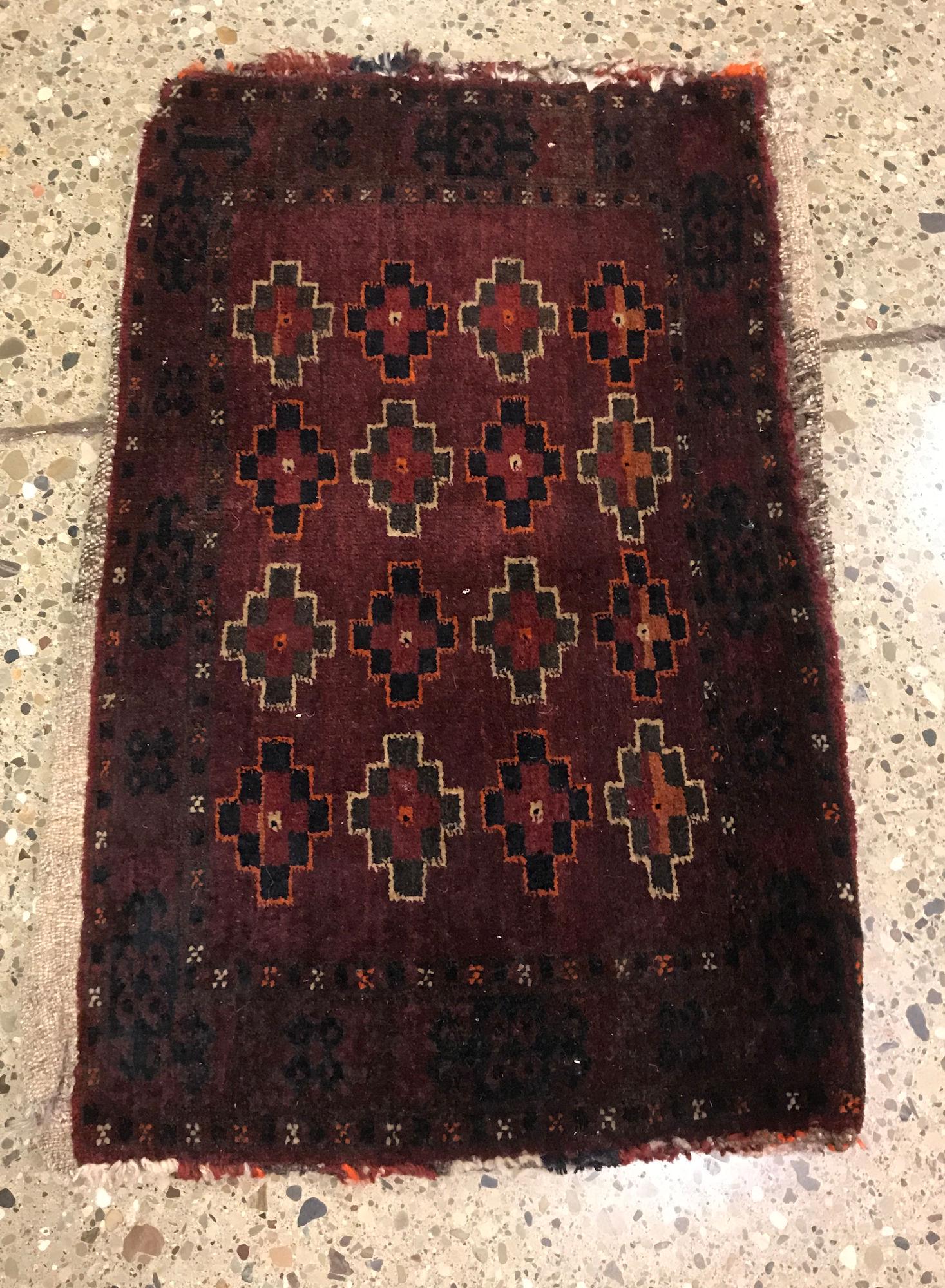ORIENTAL RUG, ANTIQUE PERSIAN TURKOMAN RUG, 1'8" x: ORIENTAL RUG, ANTIQUE PERSIAN TURKOMAN RUG, 1'8" x 2'10"
