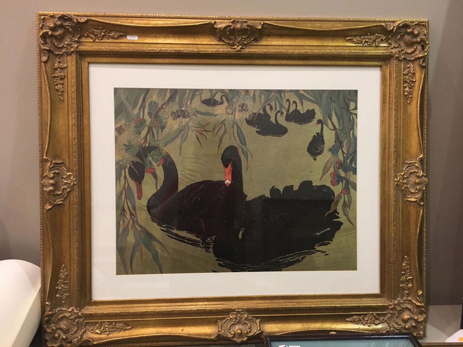 BLACK SWAN PRINT IN GOLD FRAME (1 of 1)
