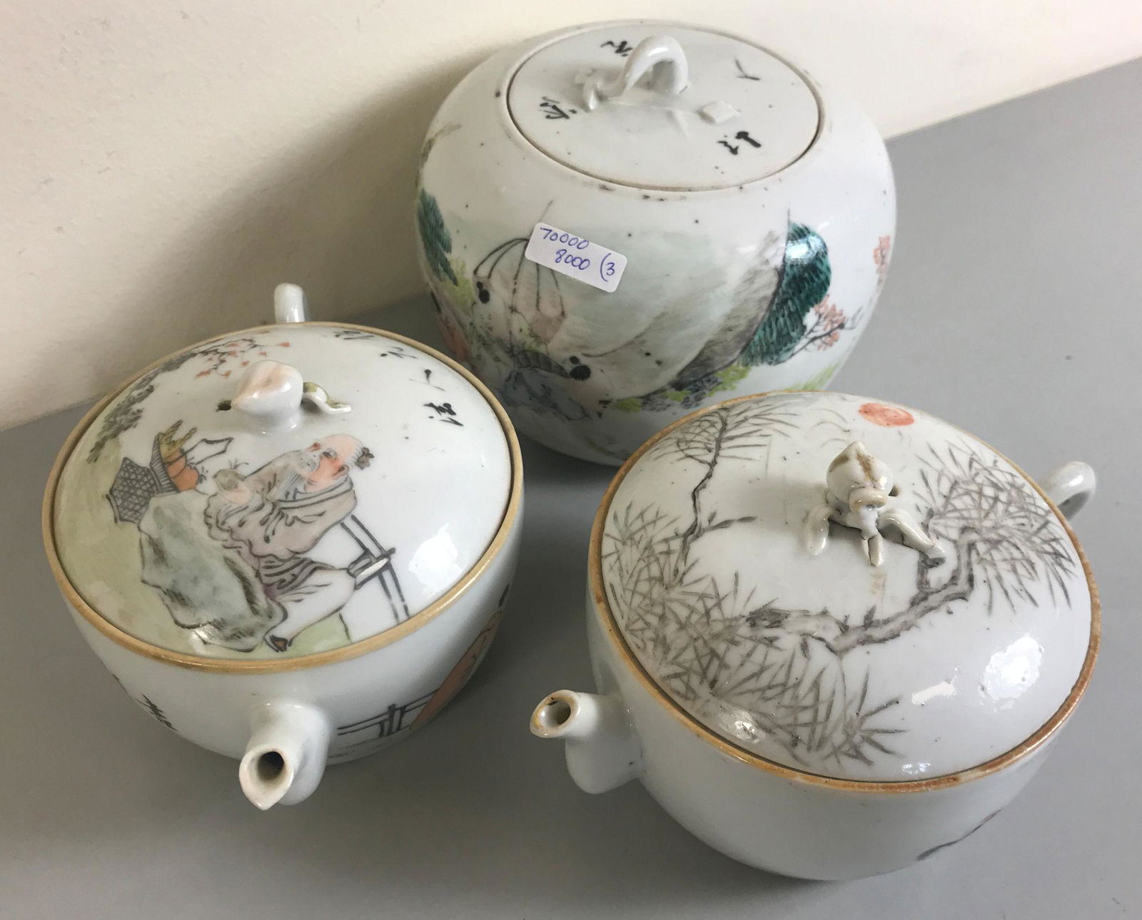 3 PIECES ASIAN CHINA INCLUDING COVERED JAR AND TEAPOTS (1 of 12)