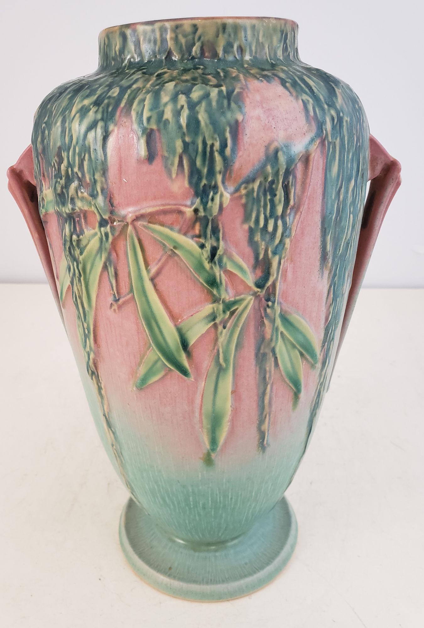 ROSEVILLE POTTERY GREEN "MOSS" 2 HANDLED VASE "785-12", (1 of 3)