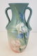 WELLER POTTERY HUDSON? TWO HANDLED VASE WITH IRIS