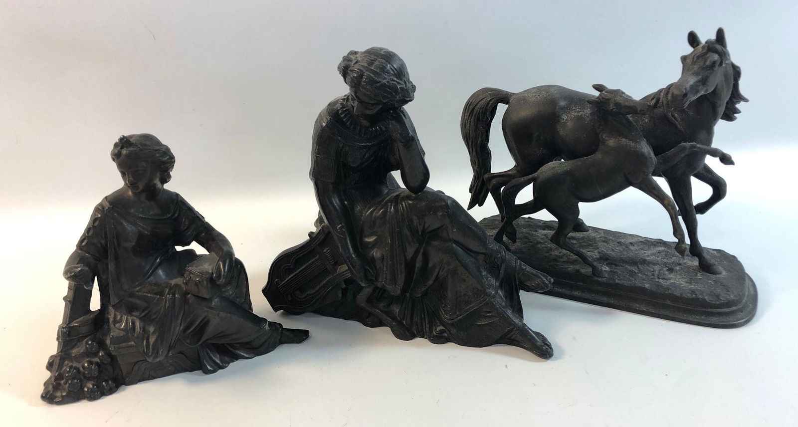 (3) SPELTER MANTEL CLOCK FIGURINES,  INCLUDING (1 of 1)