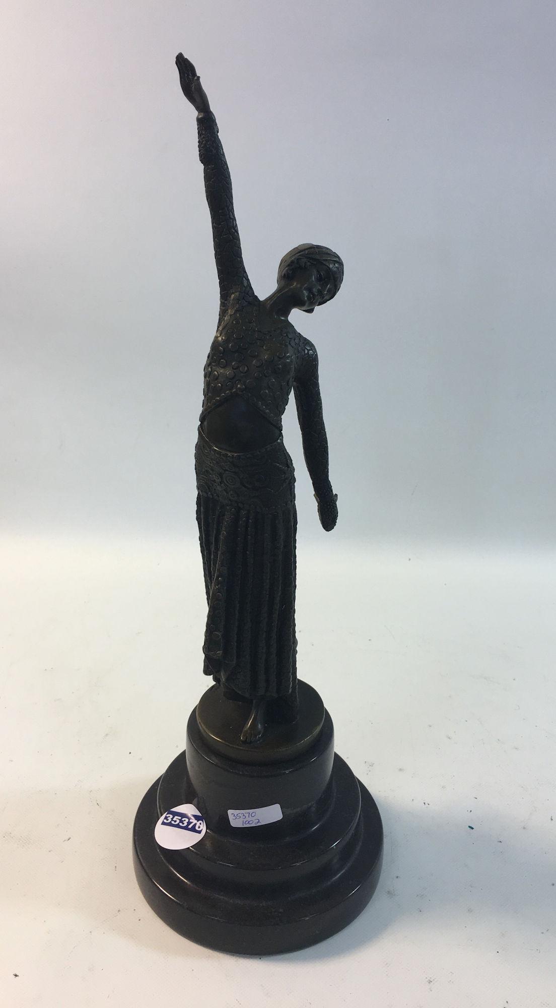DEMETRE CHIPARUS BRONZE RESTRIKE, ART DECO FIGURE ON (1 of 6)