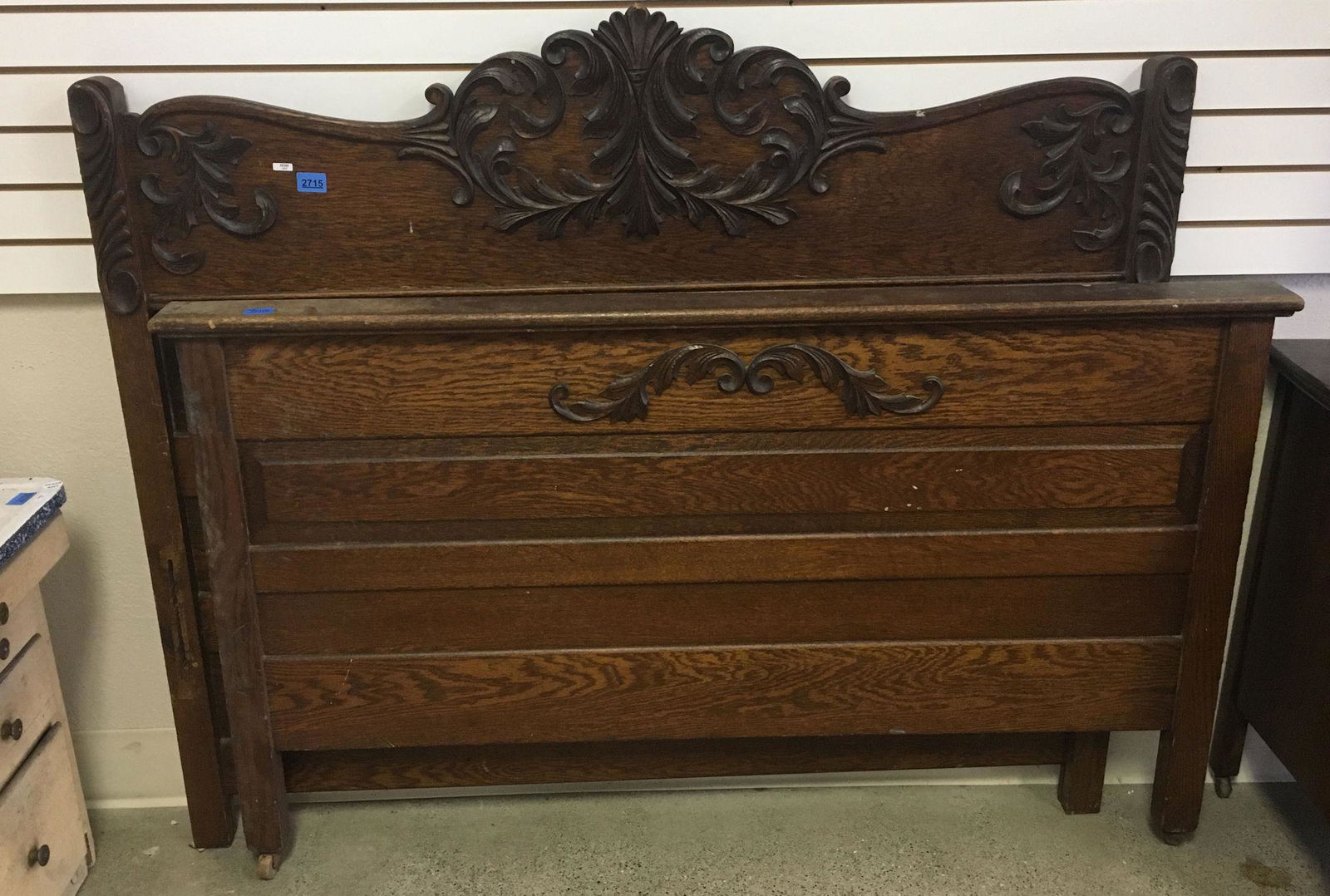 OAK TURN OF THE CENTURY DOUBLE BED WITH APPLIED (1 of 1)