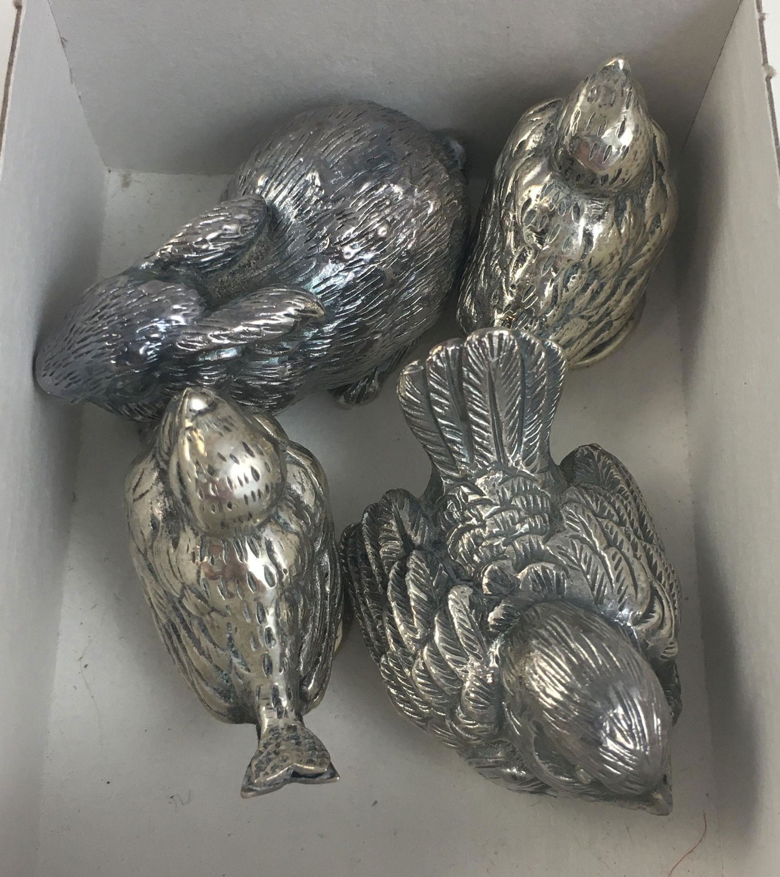 BOX LOT MINIATURE SILVER ANIMALS MARKED 925; BUNNY IS (1 of 9)