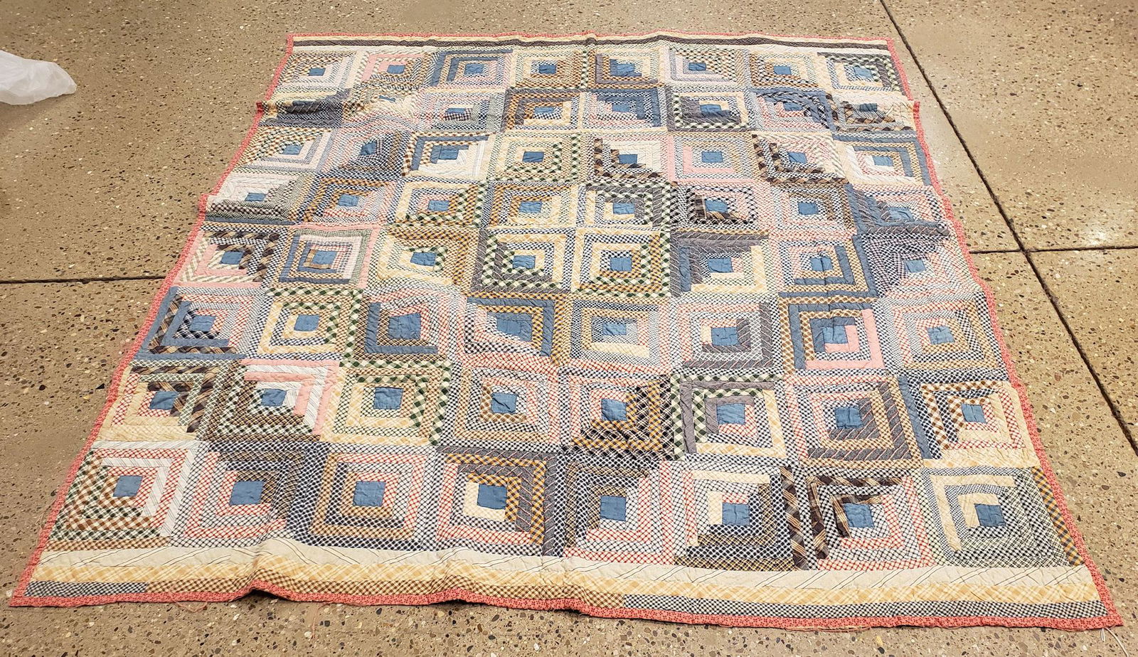 TWIN SIZE QUILT WITH WORN EDGES, 72" X 65" (1 of 3)
