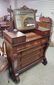 FLAME MAHOGANY EMPIRE CHEST WITH 4 DRAWERS AND 2