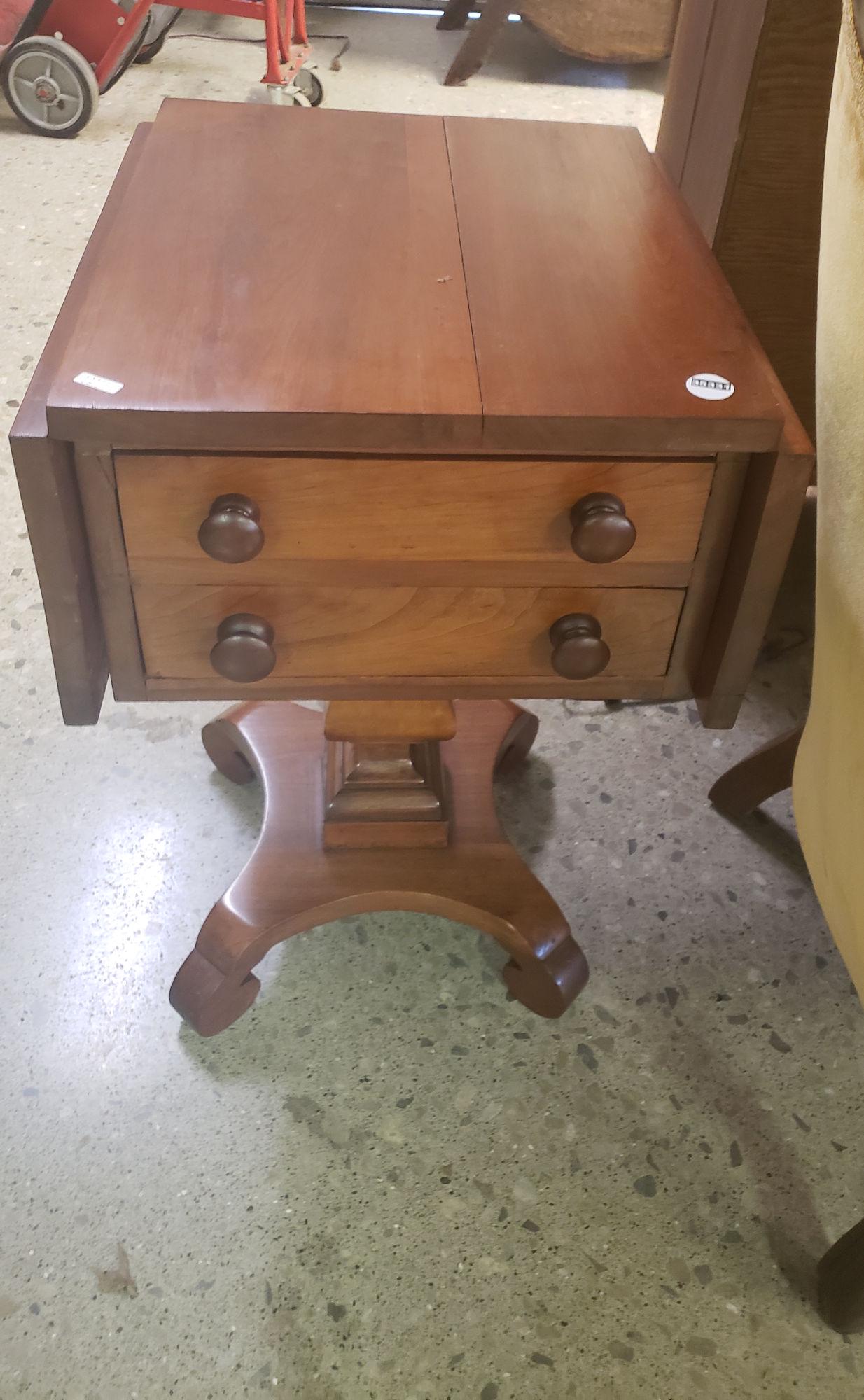 FEDERAL STYLE CHERRY PEDESTAL BASE TWO DRAWER DROP LEAF (1 of 1)