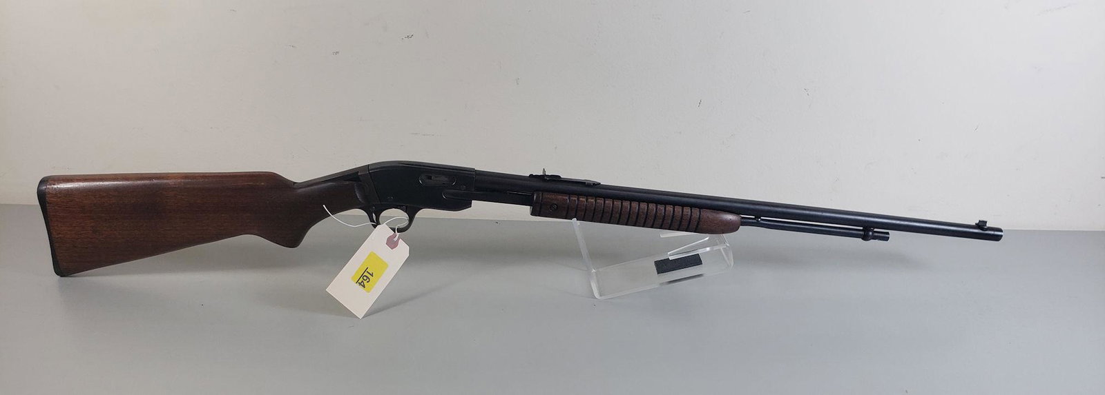 SAVAGE MODEL 29B .22 CALIBER PUMP RIFLE SN: NONE,: SAVAGE MODEL 29B .22 CALIBER PUMP RIFLE SN: NONE, MISSING FEED TUBEBY BIDDING ON THIS LOT BUYER ACCEPTS RESPONSIBILITY OF KNOWLEDGE OF STATE AND FEDERAL LAWS FOR RECEIVING THIS ITEM.
