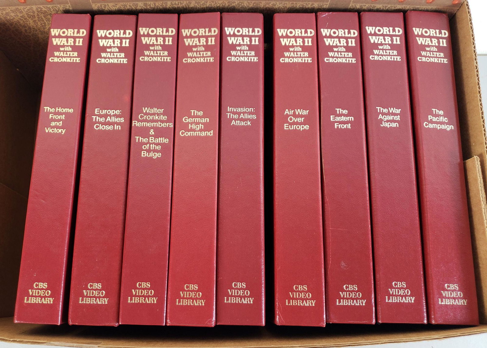 BOX LOT 9 VHS TAPES WWII WITH WALTER CRONKITE CBS VIDEO: BOX LOT 9 VHS TAPES WWII WITH WALTER CRONKITE CBS VIDEO LIBRARYBY BIDDING ON THIS LOT BUYER ACCEPTS RESPONSIBILITY OF KNOWLEDGE OF STATE AND FEDERAL LAWS FOR RECEIVING THIS ITEM.