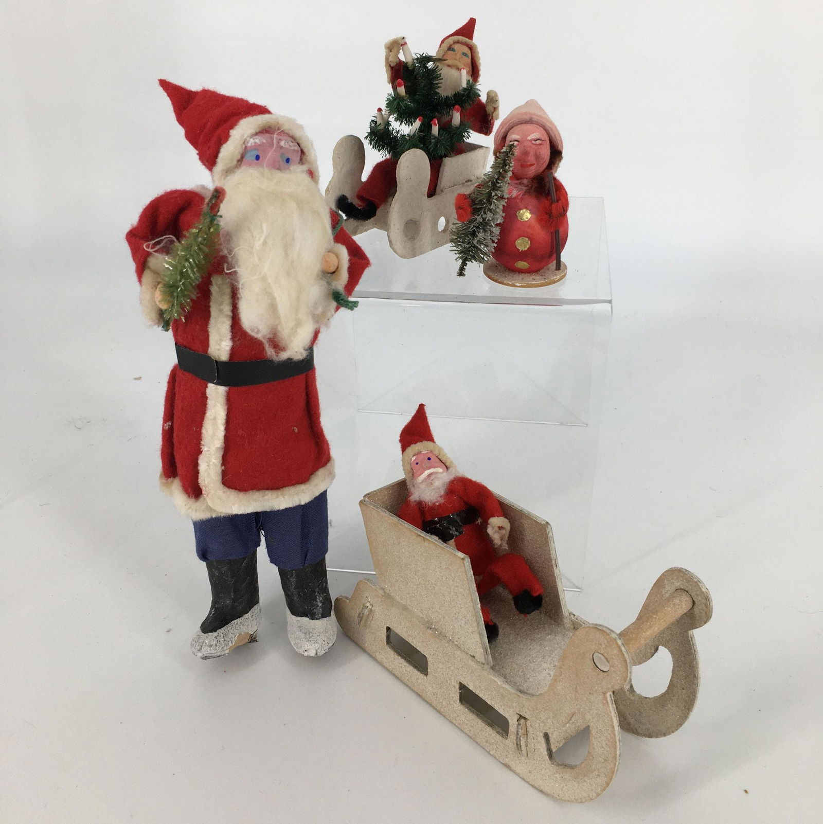 BOX LOT VINTAGE CHRISTMAS DECOR, LARGEST SANTA (1 of 1)
