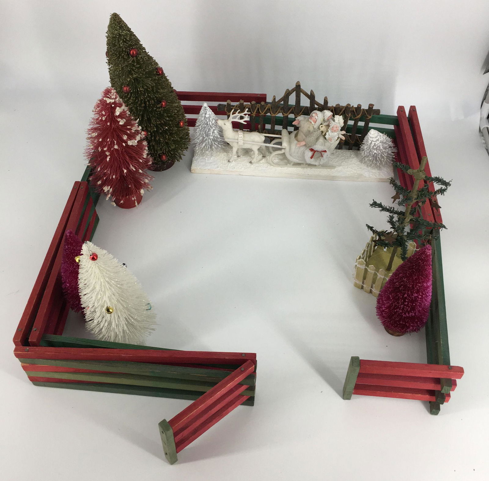 BOX LOT CHRISTMAS INCLUDING VINTAGE TREES . TALLEST IS (1 of 1)