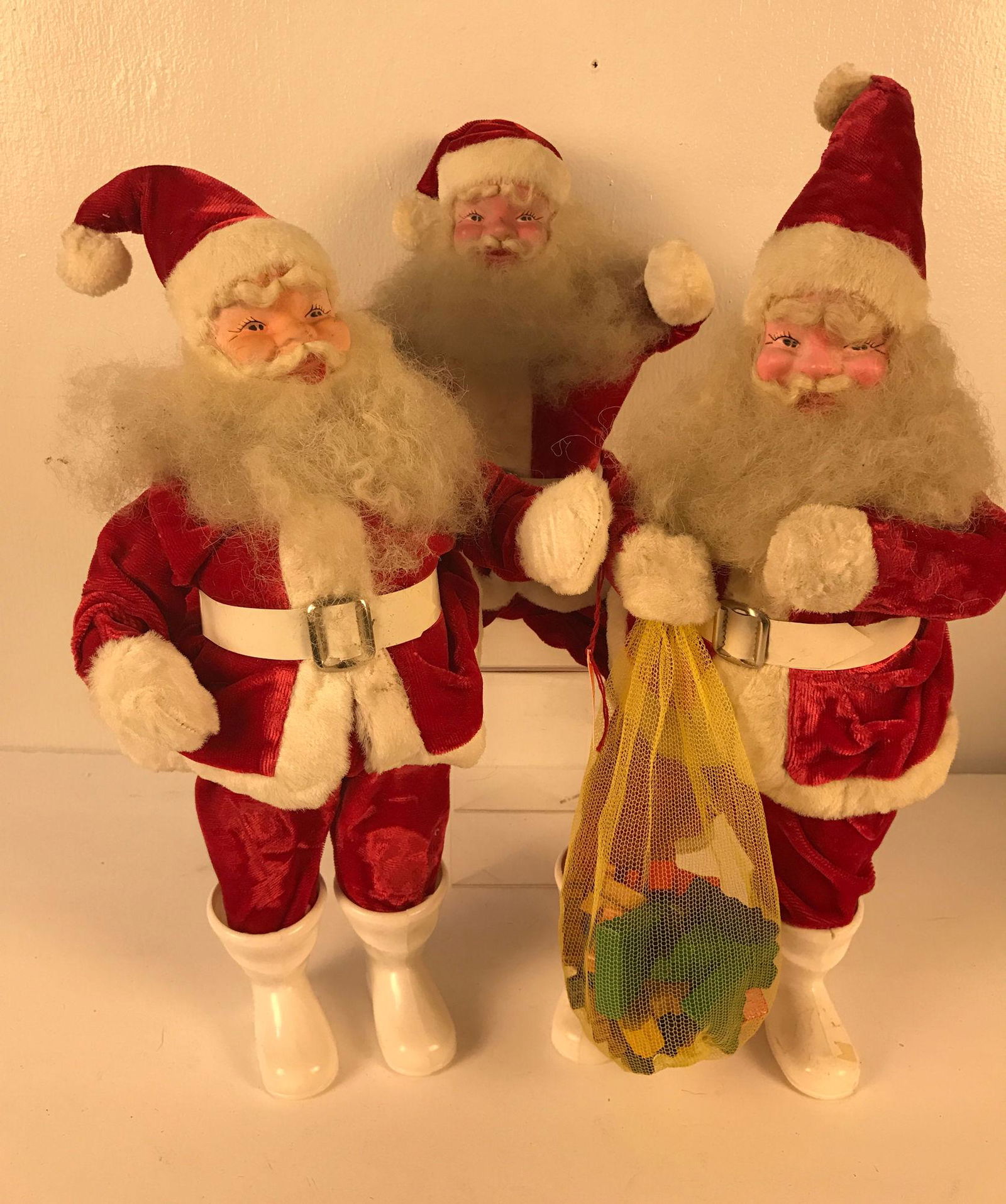 BOX LOT CHRISTMAS INCLUDING 3 HAROLD GALE SANTA DOLLS. (1 of 1)