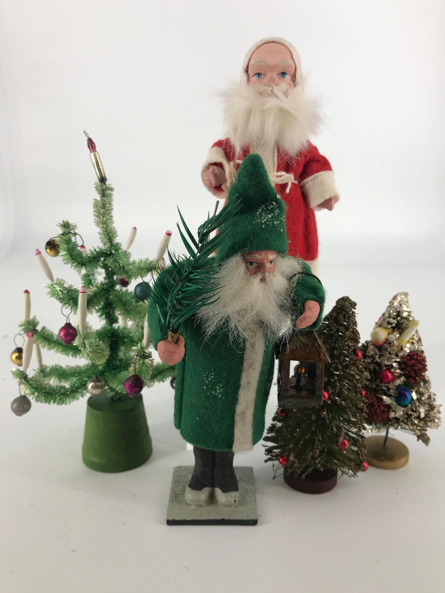 BOX LOT CHRISTMAS INCLUDING  2 VINTAGE SANTAS 7" AND (1 of 1)