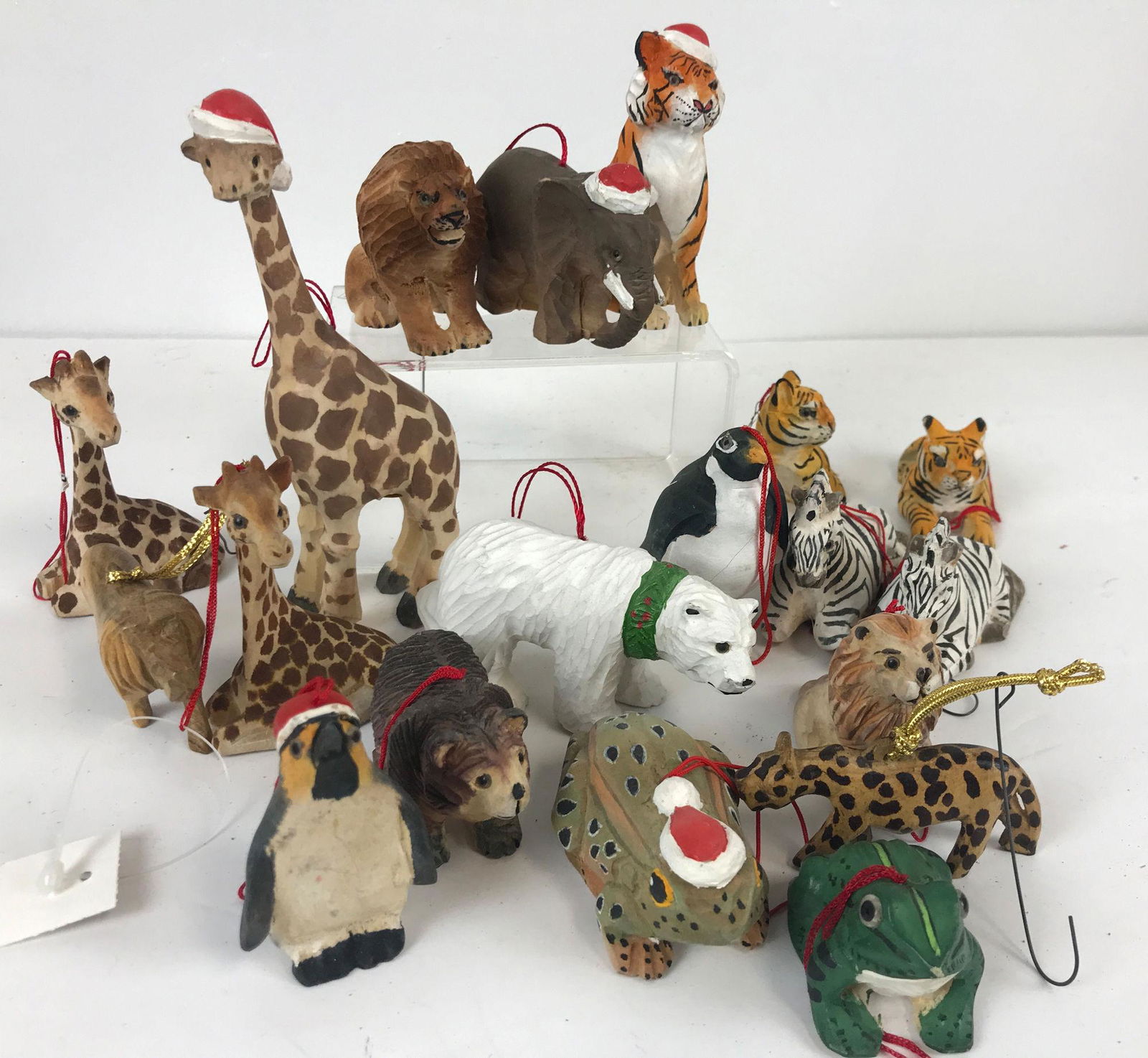 BOX LOT CHRISTMAS INCLUDING HAND CARVED WOODEN ANIMAL (1 of 1)