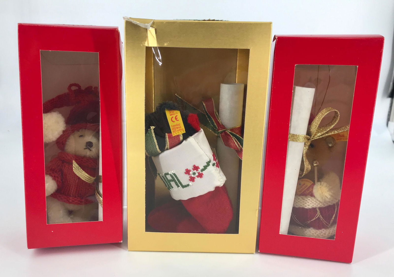 BOX LOT CHRISTMAS INCLUDING 2 PLUSH 4" TEDDY BEAR (1 of 1)