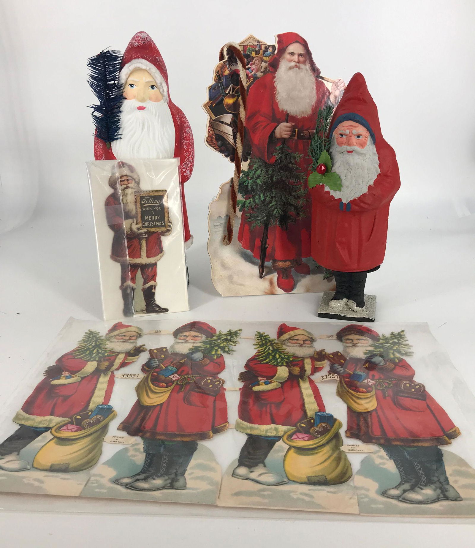 BOX LOT CHRISTMAS INCLUDING 11.5" VINTAGE SANTA AND (1 of 1)
