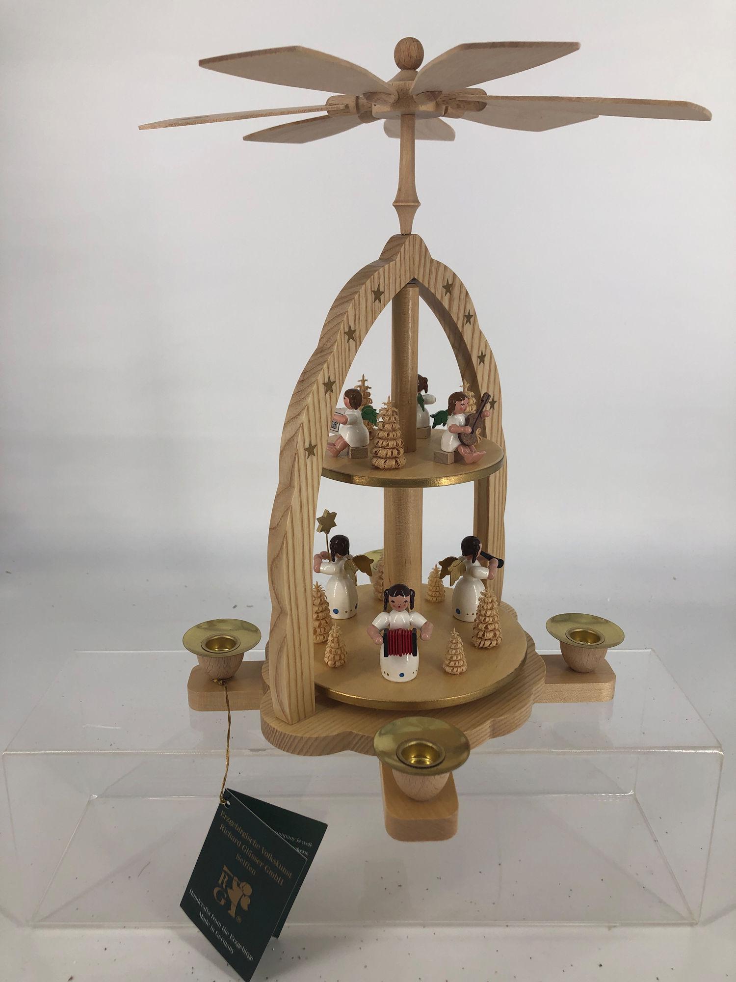 2 TIER GERMAN CHRISTMAS PYRAMID, 11.5" TALL. 2 BLADES (1 of 1)