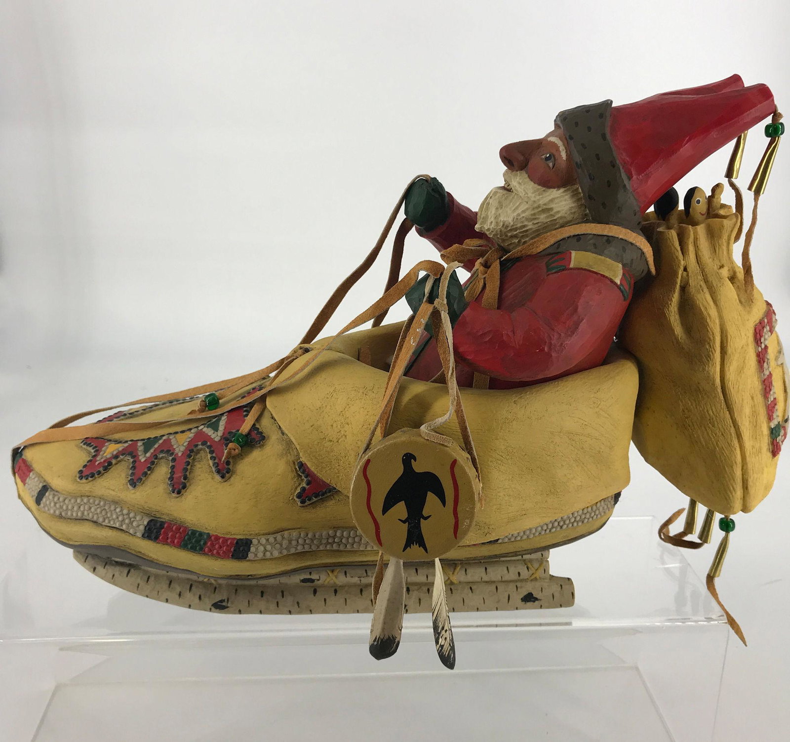 13.5" LEO R. SMITH GREAT PLAINS SANTA IN MOCCASIN: 13.5" LEO R. SMITH GREAT PLAINS SANTA IN MOCCASIN SLEIGH LTD. EDITION 1105/5000.