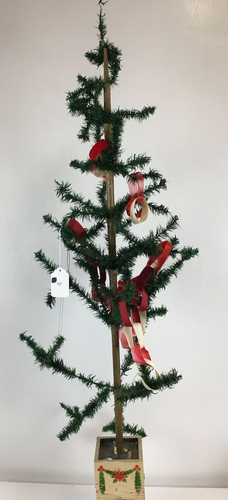 4' GREEN FEATHER CHRISTMAS TREE STAMPED "MADE IN (1 of 1)